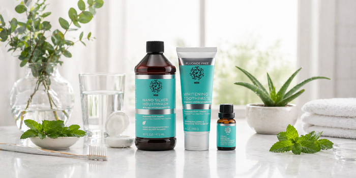 NSE oral care products with nano silver mouthwash and toothpaste